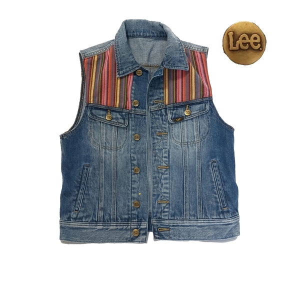 LEE Womens Denim Riders 100% Cotton Vest Desert Fade Size S NEW - Picture 2 of 6